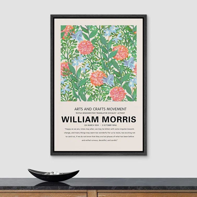 William Morris Geometric Floral Print on Framed Canvas