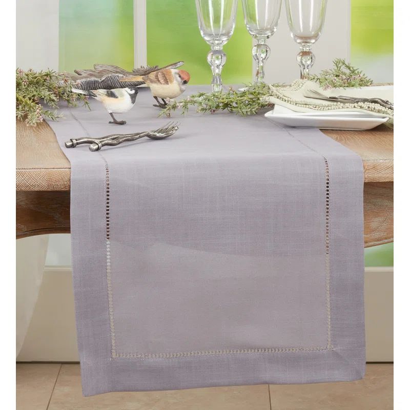 Gray Hemstitched Polyester Table Runner 54" x 16"
