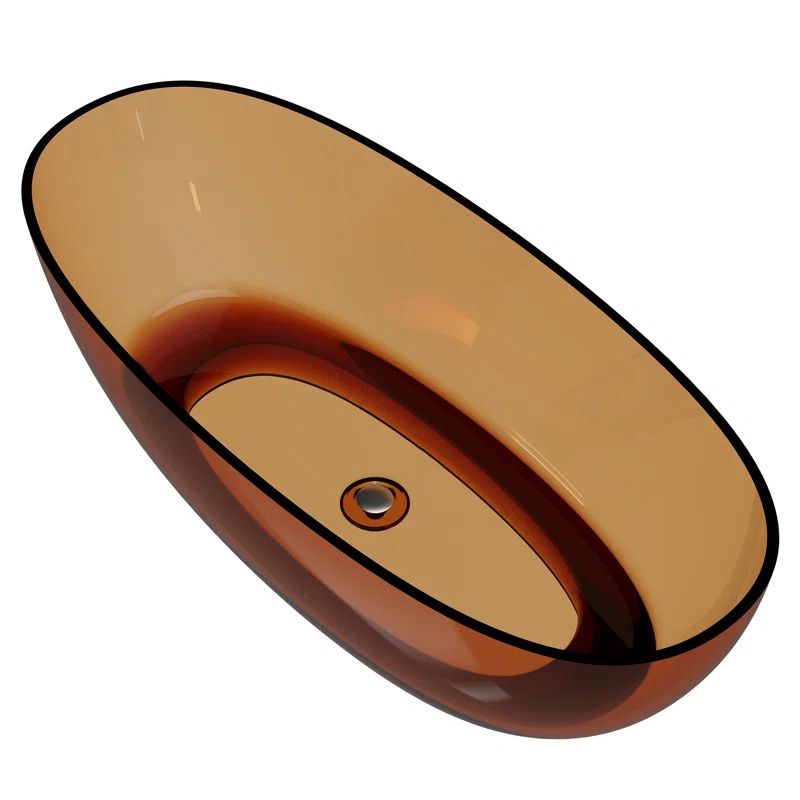 67'' Coffee Transparent Resin Freestanding Soaking Bathtub