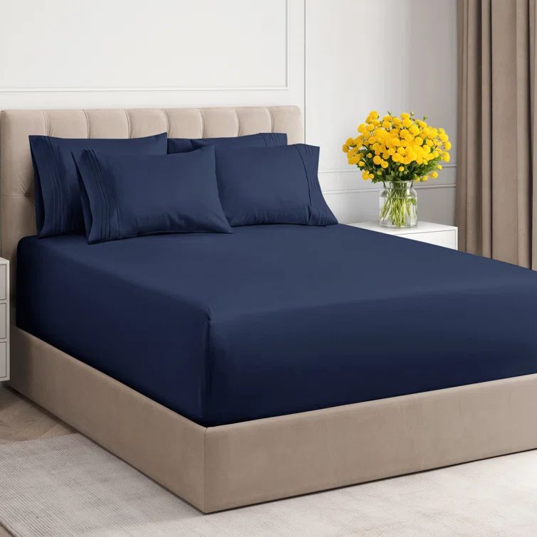 Navy Blue Ultra Soft Microfiber California King Deep Pocket Sheet Set