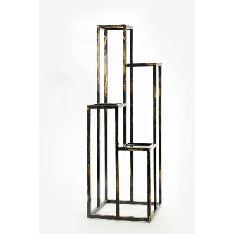 Ore International Black Cast Iron 4-Tier Plant Stand
