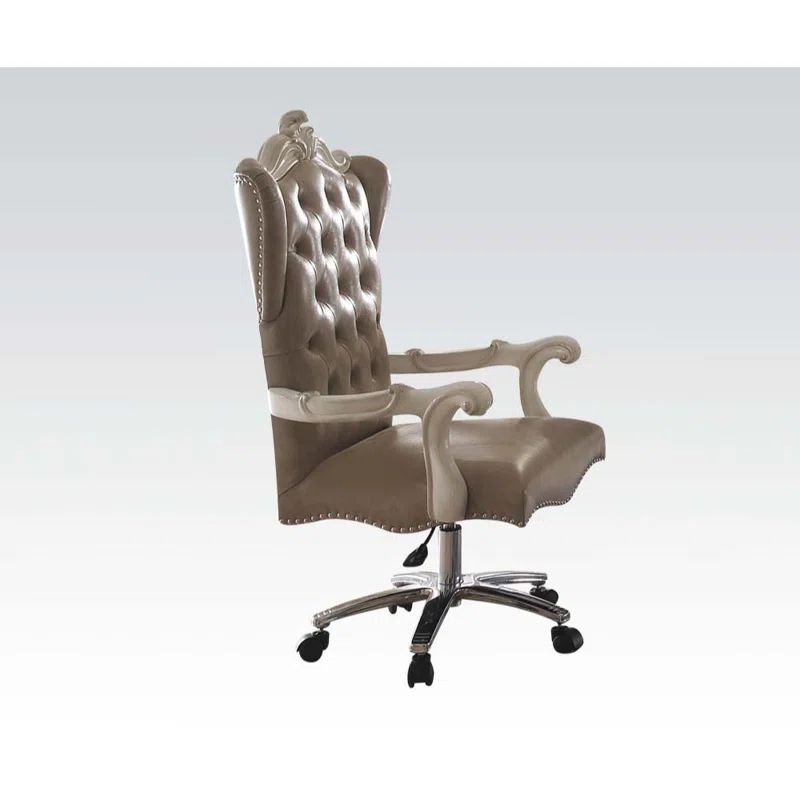 Vintage Gray PU Leather High Back Executive Swivel Chair