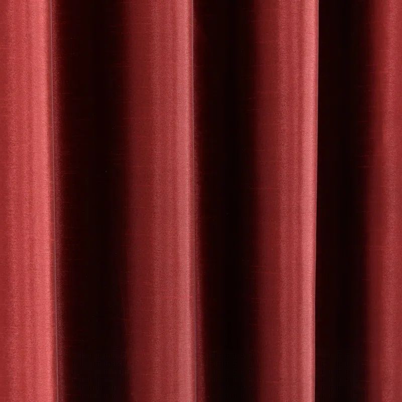 Red Faux Silk Blackout Grommet Window Panel