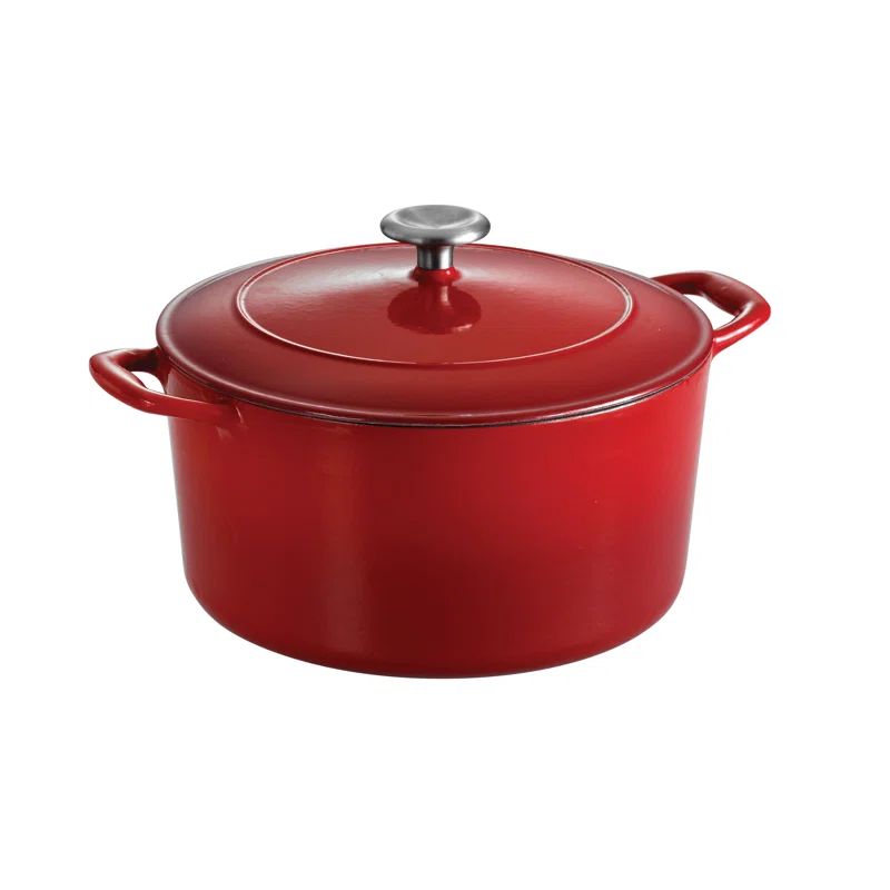 Enameled Cast Iron 6.5-Quart Red Dutch Oven with Lid