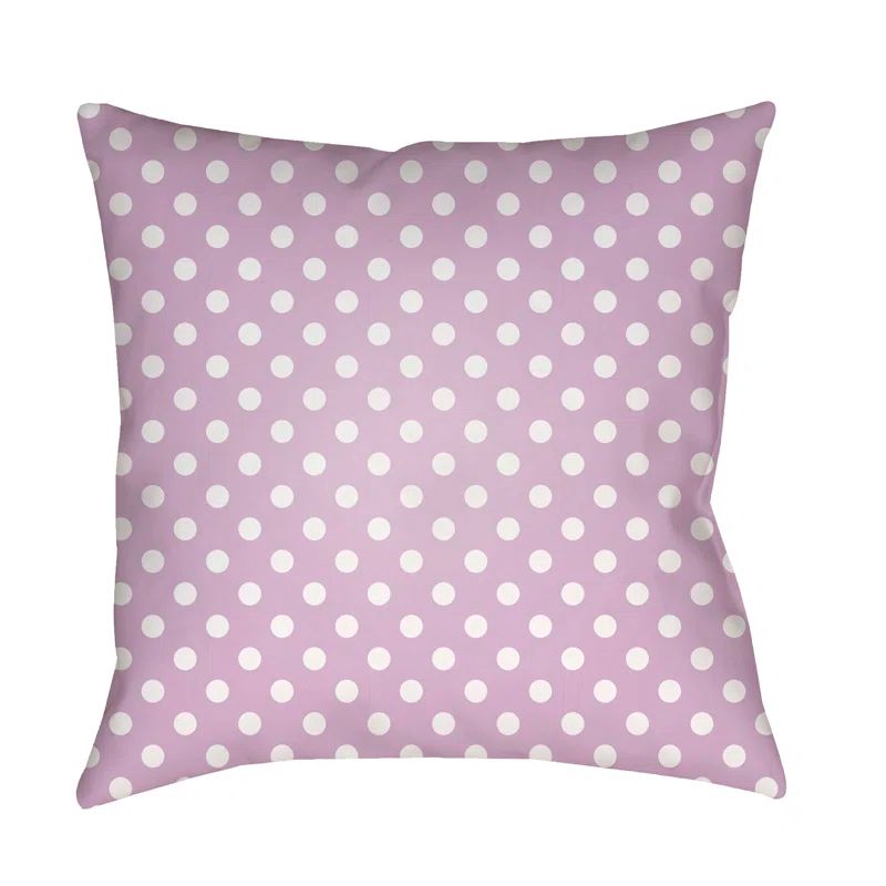 Purple and White Polka Dot Kids Square Throw Pillow