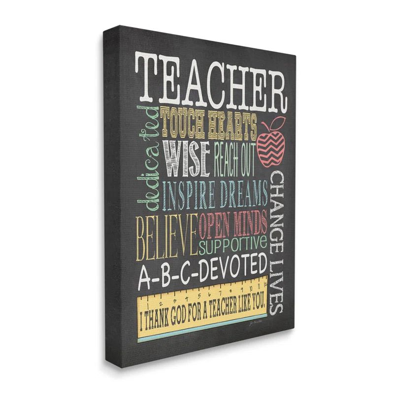 Inspirational Teacher Appreciation Chalkboard Style Canvas Art, 24 x 30