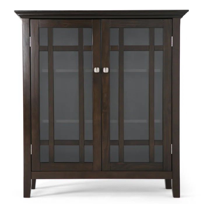 Transitional Dark Tobacco Brown Solid Pine Adjustable Cupboard