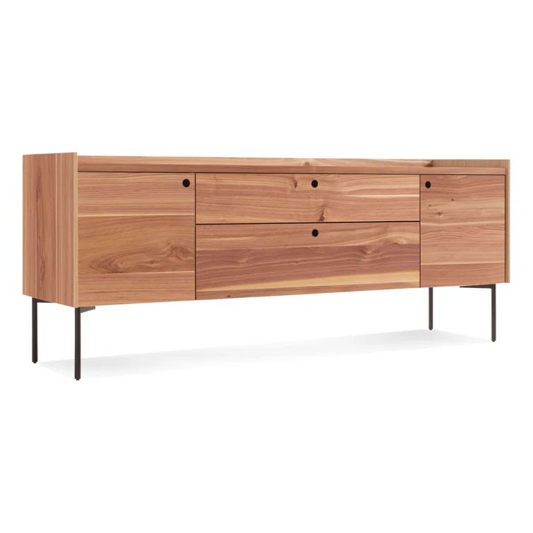 Rustic Walnut 2 Door 2 Drawer Sideboard with Black Legs