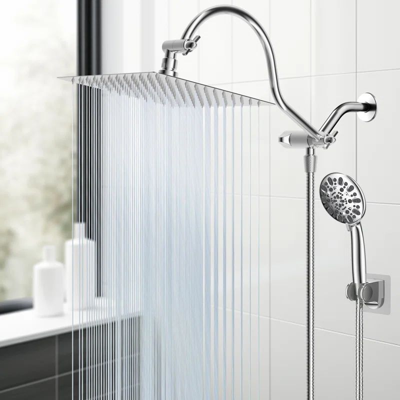 Chrome 8-Inch Rainfall Shower Head with Handheld Combo