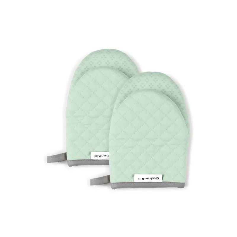 Pistachio Green Silicone Grip Mini Oven Mitt Set, 5.5"x8", 2-Piece