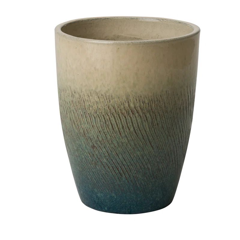 Bayside Green Glossy Ceramic Bullet Planter, 11.5" x 15"