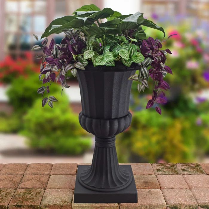 Large Black Plastic Classic Outdoor Urn Planter