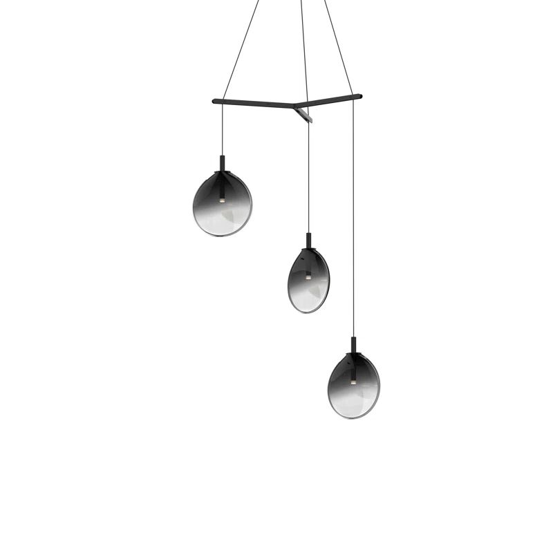Sleek 12" Smoke Fade Glass LED Pendant in Satin Black