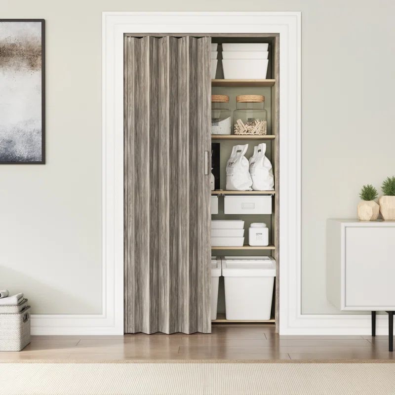 Taupe Double Walled PVC Foldable Accordion Closet Door