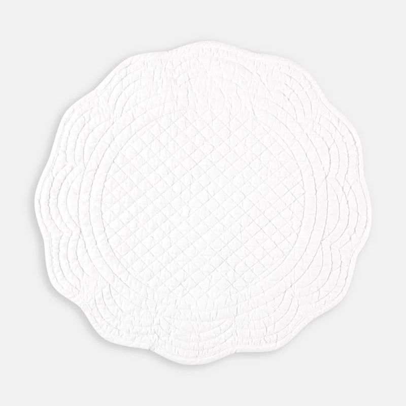 White Quilted Cotton Scalloped Edge Placemat Set of 4