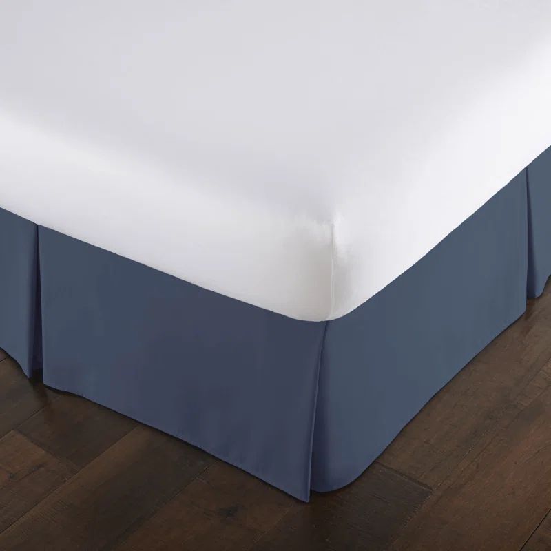 Dark Blue Queen Size Pleated Microfiber Bed Skirt