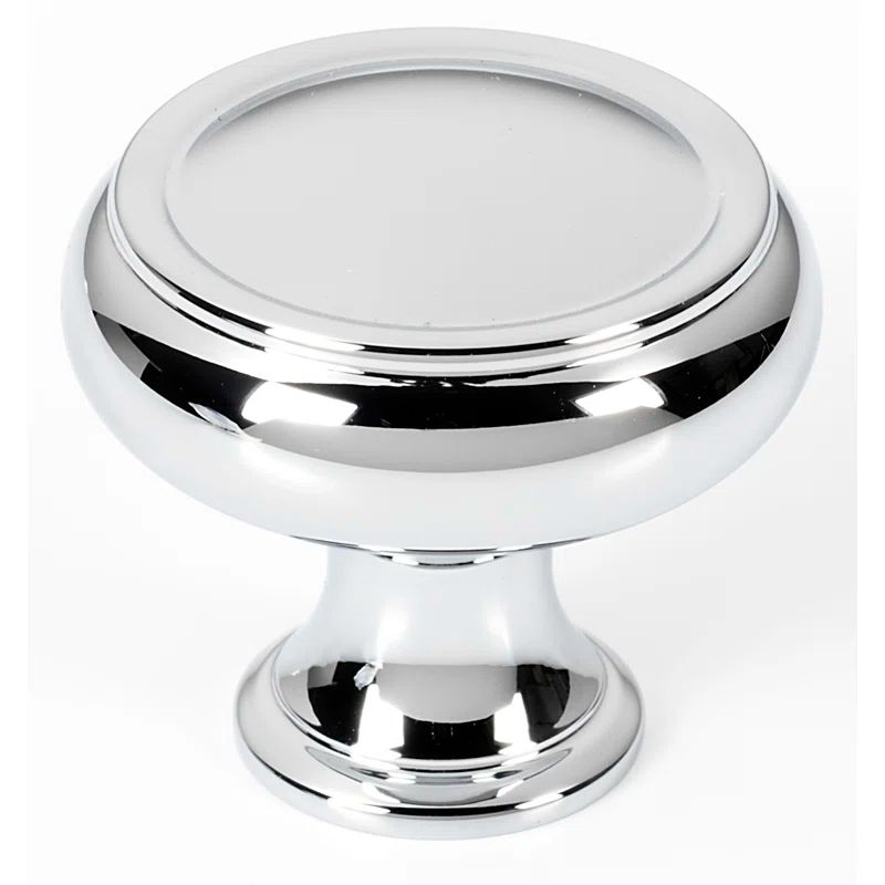 Polished Chrome Round Cabinet Knob with Mounting Hardware