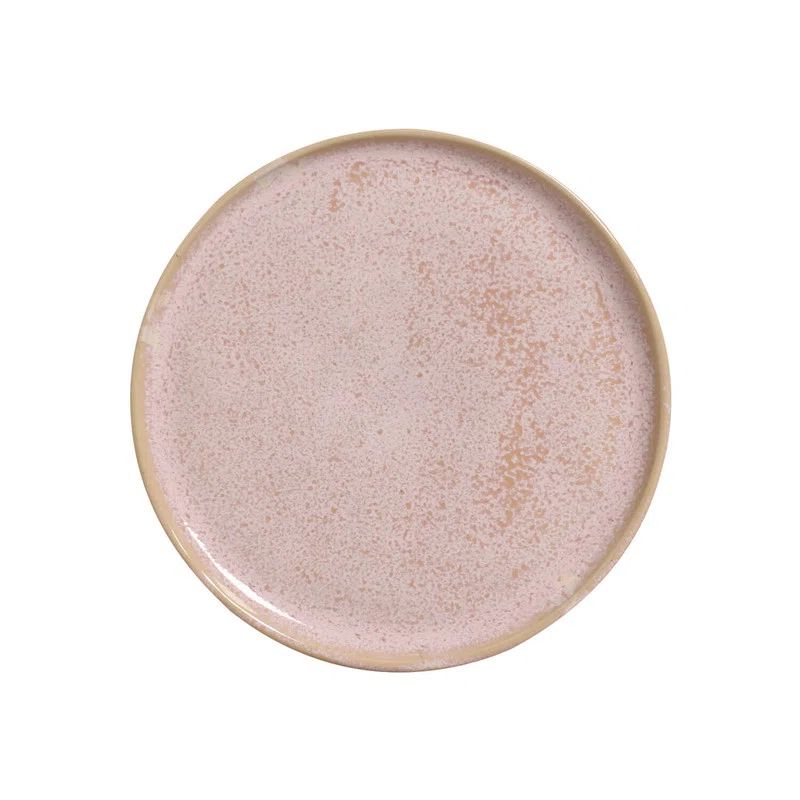 Litchi Pink Porcelain Handcrafted Bread Plate Set (6 Pieces)