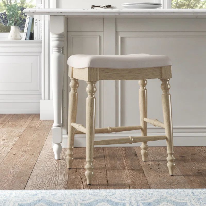 Elegant Marino 25" White Washed Wood Backless Counter Stool