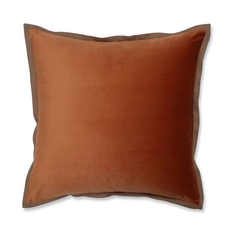 Medium Gray Velvet Flange Square Throw Pillow