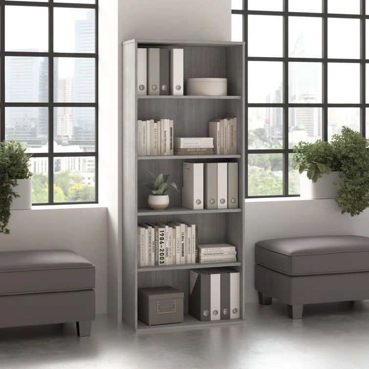 Platinum Gray Adjustable Tall 5 Shelf Bookcase