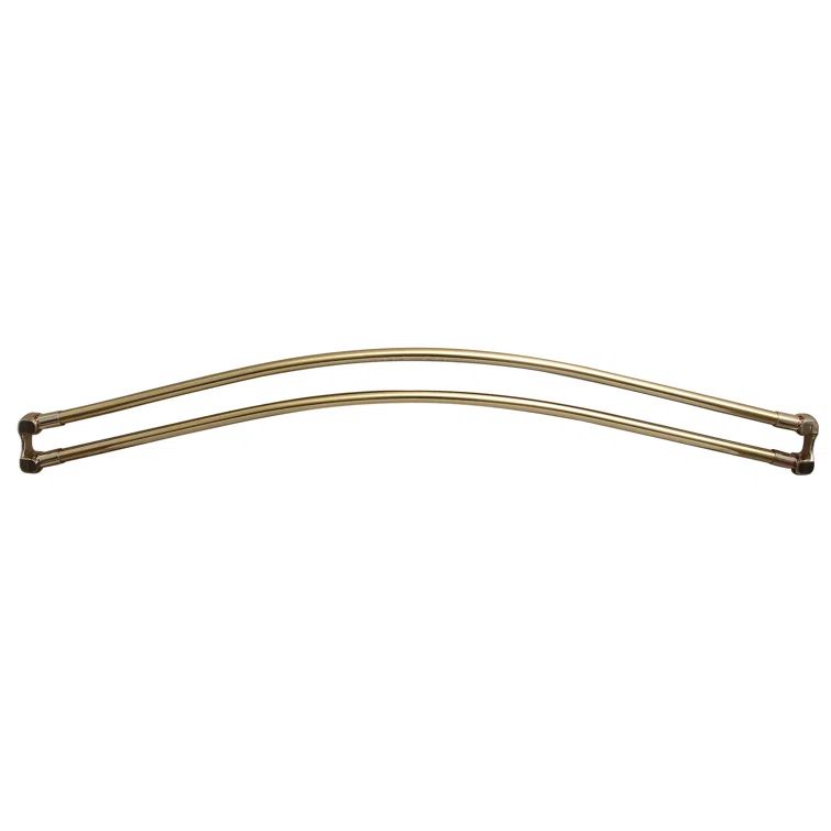 Polished Brass Double Curved Wall Mounted Shower Curtain Rod