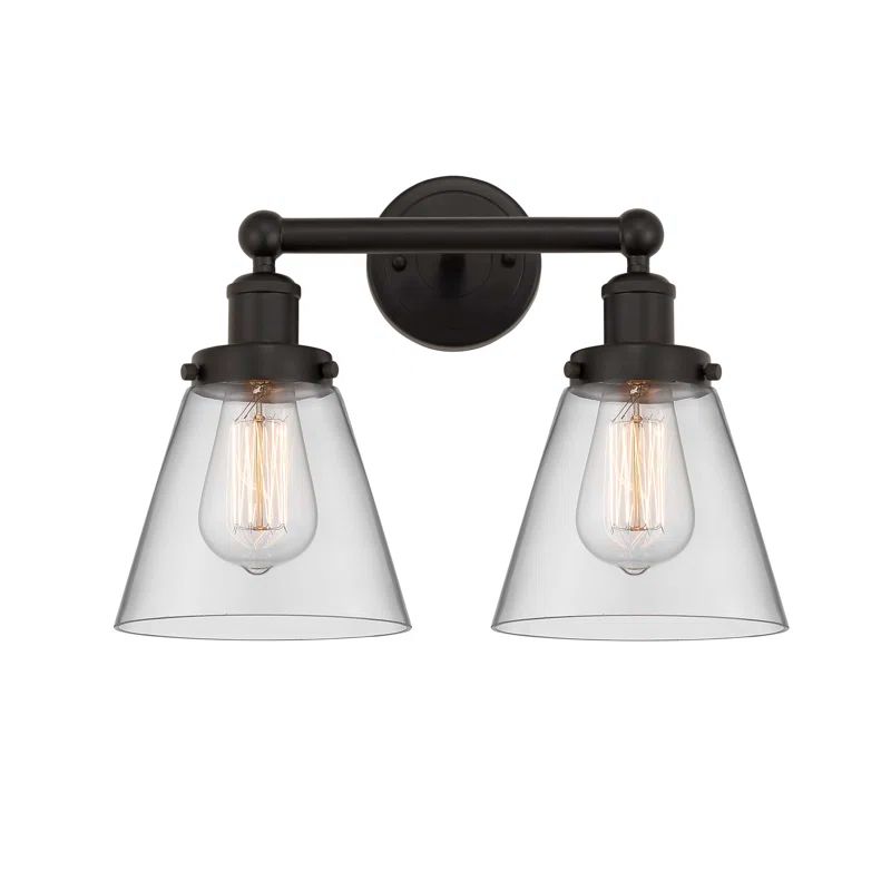 Cornville 2-Light Oil Rubbed Bronze Vanity Light with Plated Smoke Shade