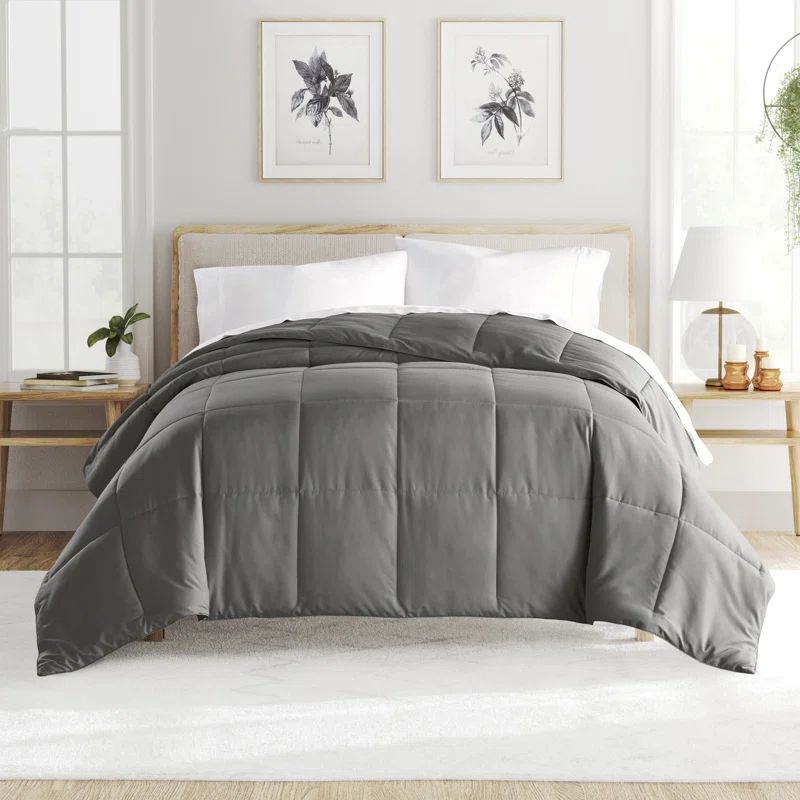 Gray Full/Queen Reversible Down Alternative Microfiber Comforter Set