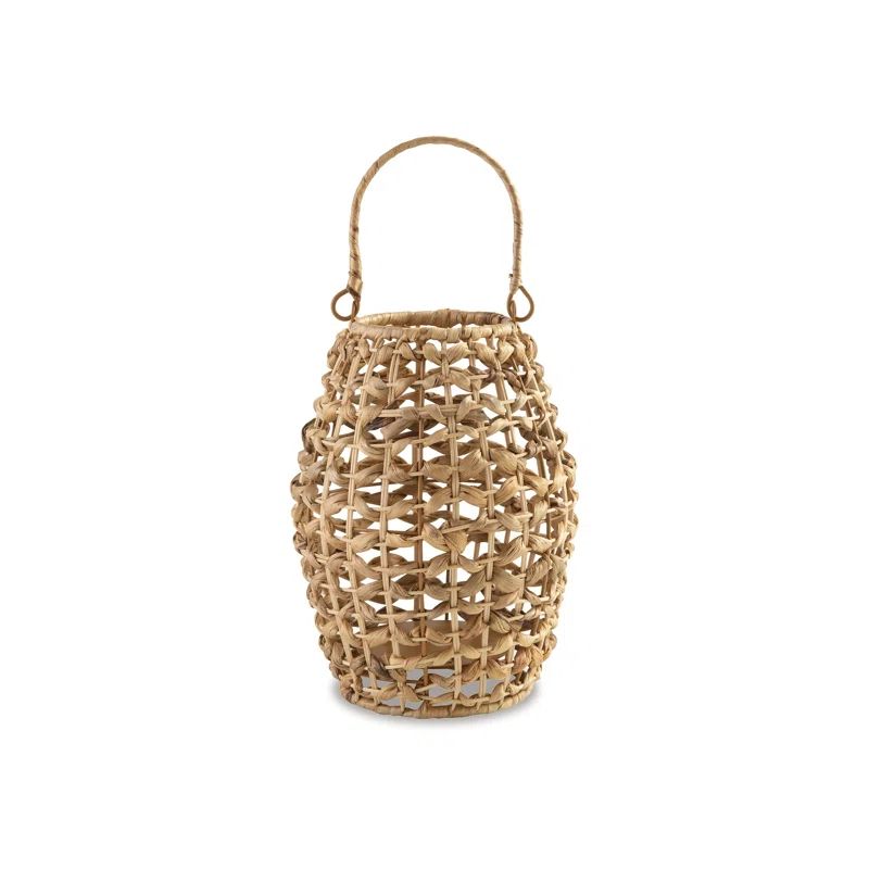 Brown Rattan Woven Hanging Candle Lantern, 16.5"