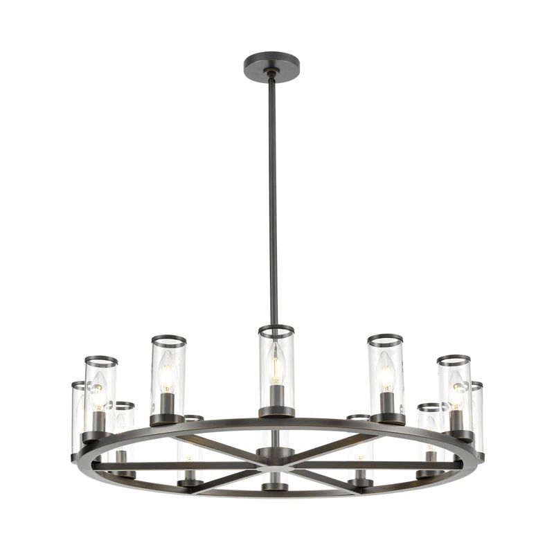 Elixir Urban Bronze 33" Geometric Candle Chandelier with Opal Globe