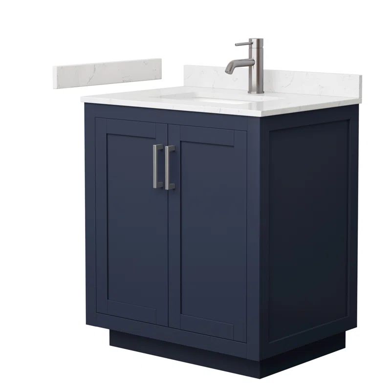 Miranda 30" Dark Blue Freestanding Bathroom Vanity with Carrara Marble Top