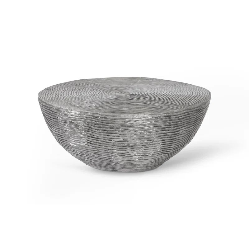 Ripple Black and Silver Round Aluminum Outdoor Coffee Table
