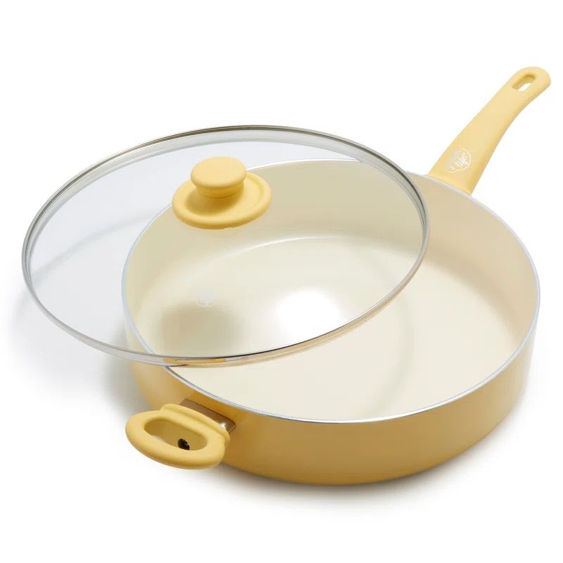 Yellow Aluminum Non-Stick 5QT Saute Pan with Lid