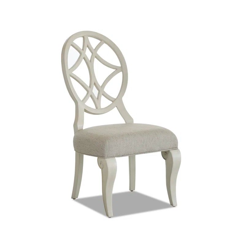 White Traditional Wood Side Chair with Intricate Back Design