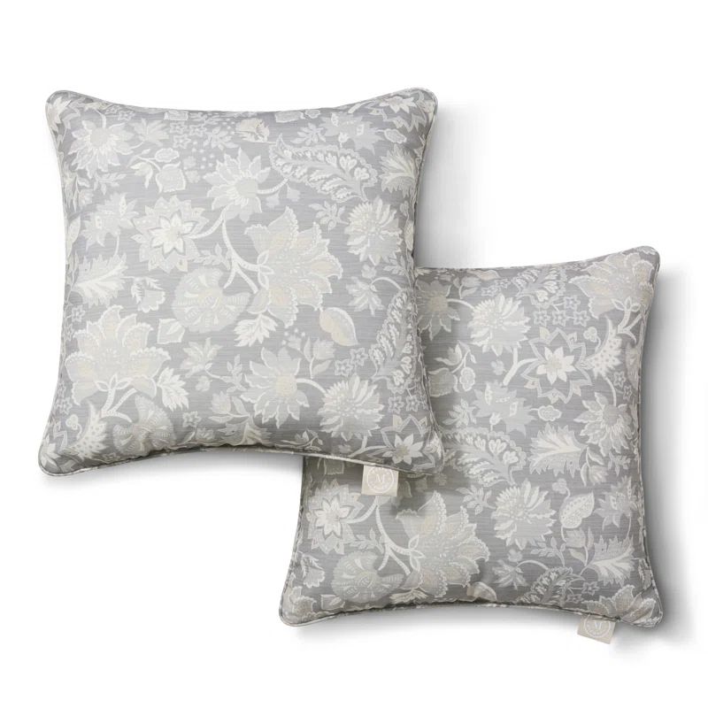 Gray Polyester Square Indoor Outdoor Pillow Set, 18" x 18"