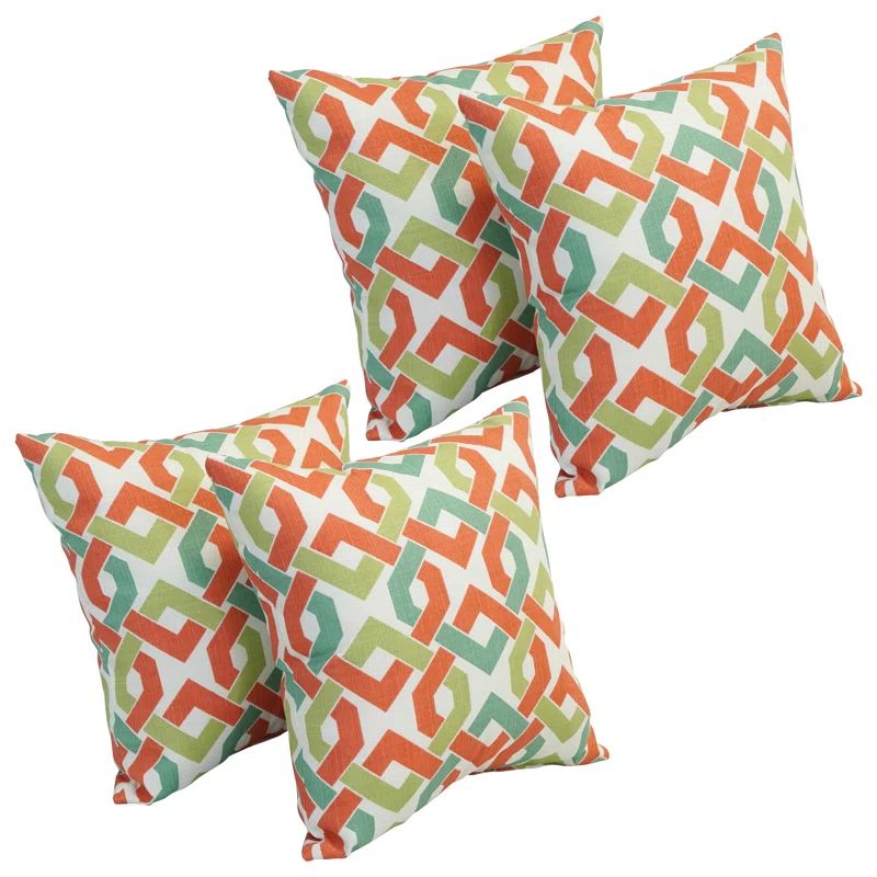 Set of 4 Mango Square Outdoor Polyester Throw Pillows