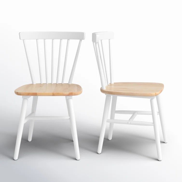 Winona Transitional White and Natural Wood Windsor Side Chair