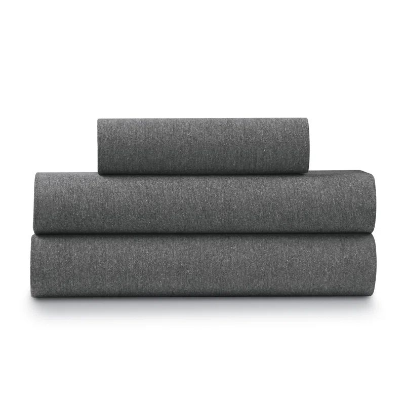 Twin Gray Cotton Blend Jersey Knit Sheet Set