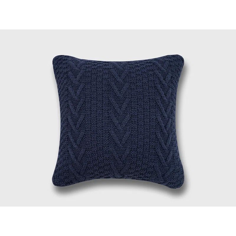 Navy Chunky Sweater Knit Square Throw Pillow 20" x 20"