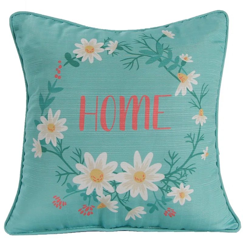 Multicolor Floral Reversible Square Throw Pillow with Welt
