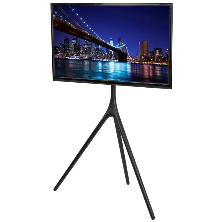 Vivo Modern Black Adjustable Easel 45"-65" TV Stand with 360° Swivel