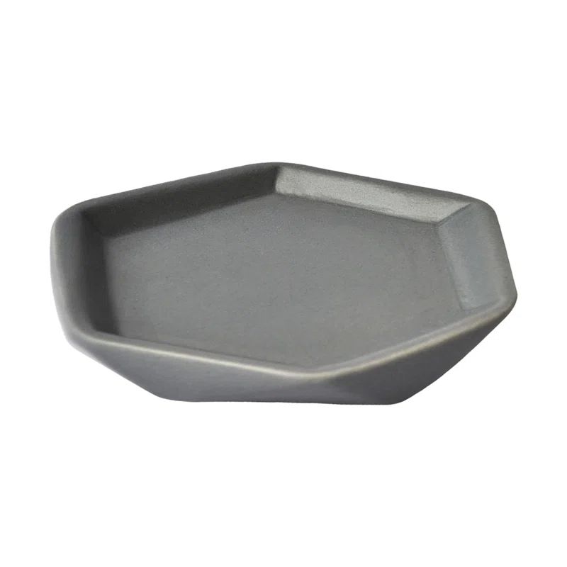 Gray Geometric Ceramic Bathroom Soap Dish