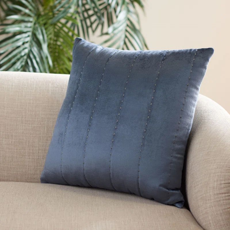 Blue and Grey Embroidered Square Throw Pillow