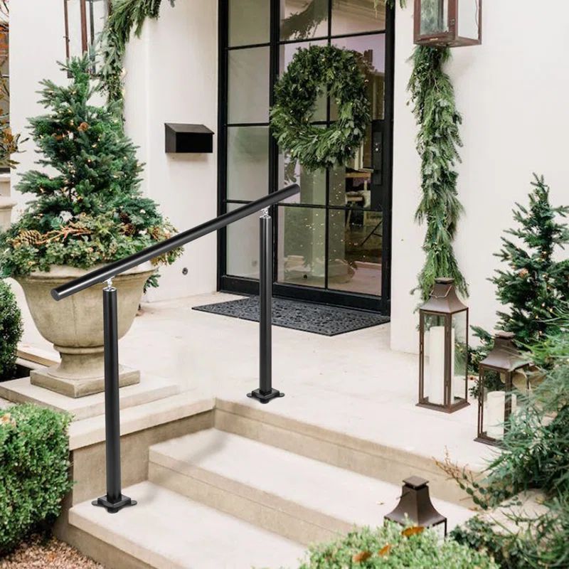 Black Adjustable Aluminum Handrail for 1-4 Steps