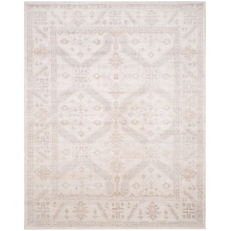 Elysian Blue Rectangular Hand-Knotted Wool & Silk Blend Area Rug