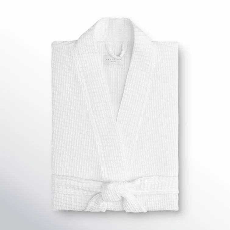 Small White Cotton Waffle Kimono Bathrobe