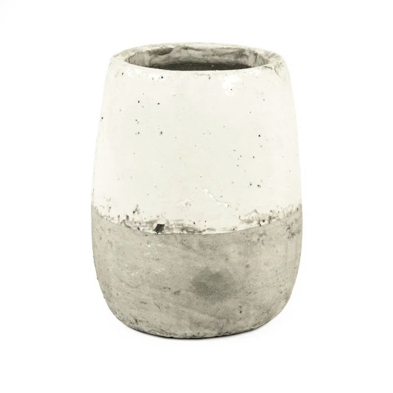 Distressed White Ceramic Table Vase with Rustic Finish