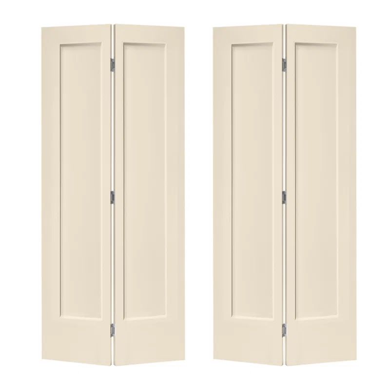 48" x 80" Beige Painted MDF Composite Bi-Fold Double Closet Door