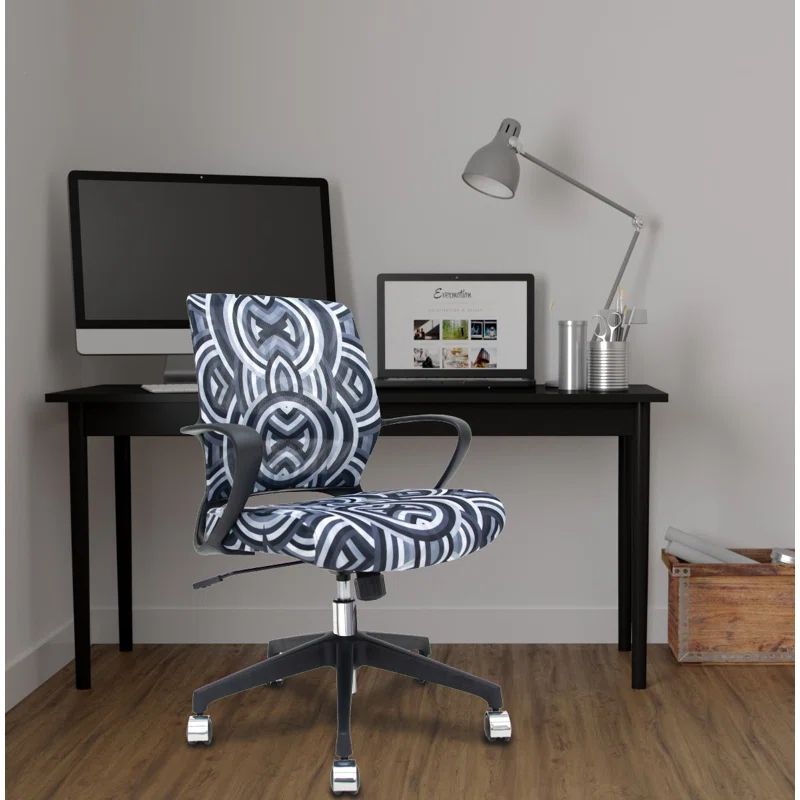 Echo Silver Swivel Task Chair with Black Mesh and Leather