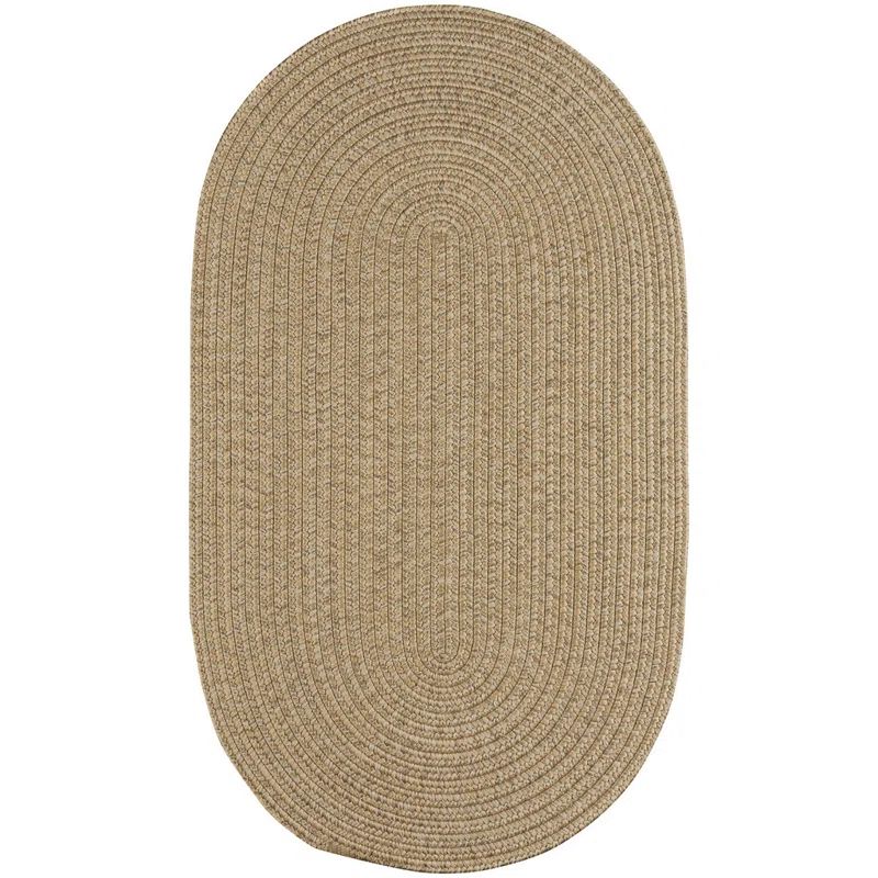 Tan Braided Oval Synthetic Reversible Area Rug 20" x 30"